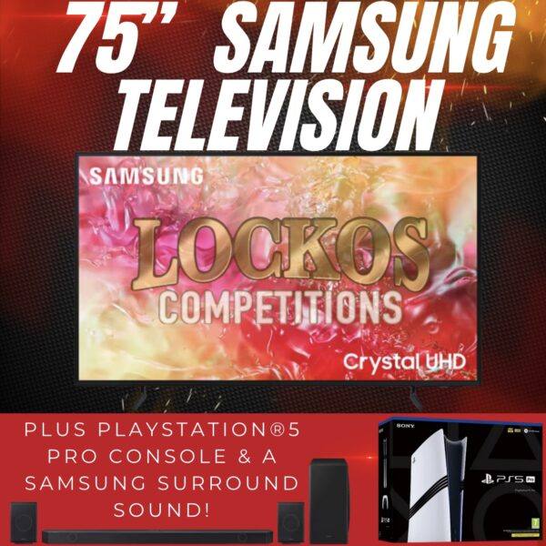 75" SAMSUNG TELEVISON WITH PLAYSTATION PRO & A SAMSUNG SURROUND SOUND!