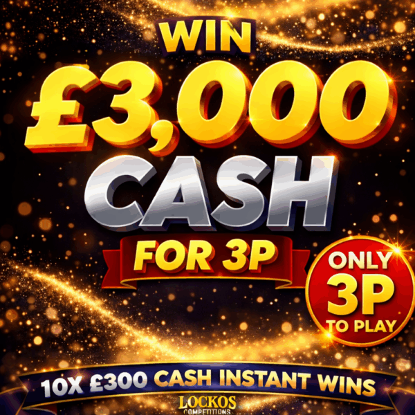 WIN A MASSIVE £3,000 CASH FOR 3P! PLUS 10X £300 CASH INSTANT WINS TO BE WON!