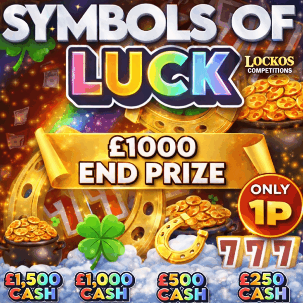 SYMBOLS OF LUCK! £1,000 END PRIZE FOR 1P! WIN UP TO £1,500 CASH!